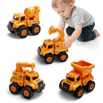 Construction Truck Toys For Toddlers 1-3, Push And Go Toy Vehicles Set With Mixer, Dump Truck, Excavator, Bulldozer, Friction Powered Cars For Boys And Girls, Gift For 2 3 4 5 Year Old Kids