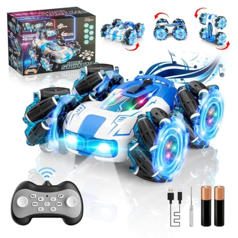 Remote Control Car 4Wd With 360° Rotating Drift Stunt Rc Cars | 2.4Ghz Remote Control With Cool Lights,All-Terrain Off-Road Toy | Ideal Christmas & Birthday Gift For Kids Ages 4-7 8-10 10-13