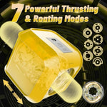 Male Masturbator Sex Toys For Men - Open-Ended Stroker Adult Toys With 7 Thrusting & Rotating Modes For Penis Stimulation, Blowjob Machine Male Vibrator With 3D Elastic Soft Sleeve (Yellow)