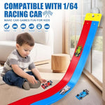 Flexible Race Track Toys For Kids, 15 Ft Double Lane Racetrack With 4 Cars & Suction Cups, Compatible With Hot Wheels & 1/64 Diecast Cars, Portable Roll Up Car Ramp Track Set For Ages 3+(Red & Blue)