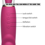 Clit Licker Clitoral Licking Toy, 3-In-1 G-Spot Vibrator W/Clit Suck Function, 10 Vibration And 7 Tongue Licking Modes, Clitoral Pump, Oral Sex Toy With Heating, Silent, Waterproof (Pink)
