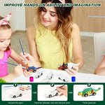 6 Pack Painting Dinosaur Pull Back Car Toys Arts And Crafts For Kids Age 3-12, Diy Dinosaur Painting Kits For Boys Girls Kids Christmas Party Favors Stocking Stuffers Gifts