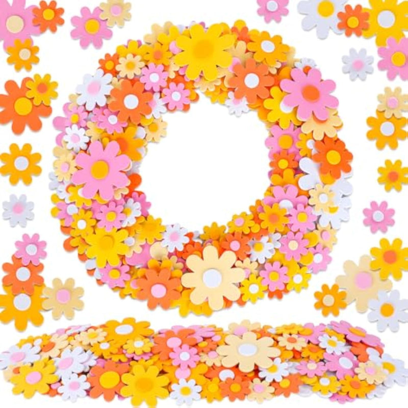 Boho Daisy Foam Stickers, 10 Groovy Flower Designs for DIY Crafts & Party Favors