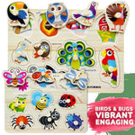 Wooden Puzzles For Toddlers 1-3 - 6Xset Toddler Puzzles Ages 2-4 With Rack - Learning Alphabet - Numbers - Animals Montessori Toy For Kids 3-5 - Wood Games Gift For Boys And Girls