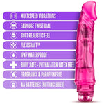 B Yours Vibe #6 - Soft Realistic Multispeed Vibrating Dildo - 9.25 Inch Long - 1.75" Wide - Flexible Shaft Conforms To Your Body - Waterproof Vibrator - Safe Sex Toy - Clear Pink