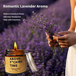 Funny Engagement Scented Candles Relaxing Lavender for Couples, New Weds (About Fucking TIME, 7 OZ / 200 Gram)