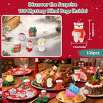 100 Pcs Mini Christmas Resin Figurines Blind Bags: Mystery Glow In The Dark Toy Pack With Tiny Holiday Charms For Kids Crafts, Dollhouse Christmas Decorations, Stocking Stuffers & Party Favors