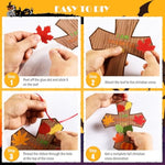 24 Set Fall Cross Craft Kits, DIY Christian Thanksgiving Ornaments for Kids