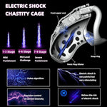 Chastity Device Set, Electric Shock Chastity Cage Smart Remote Cock Cage With 9 Frequency Stimuli & 3 Different Sized Cock Rings Adult Sex Toy For Men Penis Exercise
