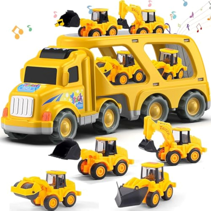 Construction Truck Toys For Boys Girls Age 3 4 5 6 Years Old?Carrier Transport Trucks For Kids 3-4 3-5 Year Old?Christmas Birthday Gift Toddler Toys.