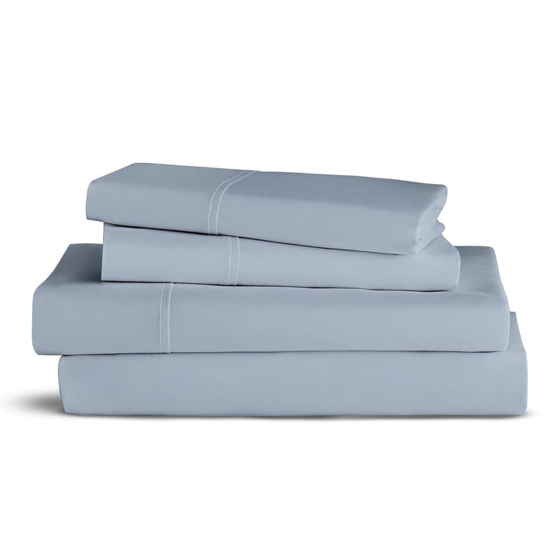 King Size Light Blue Bed Sheet Set, 400Tc Deep Pocket Bed Sheets For King Bed,