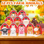 12 Pcs Mini Plush Farm Animals, Adopt A Pet Farm Party Favors Goodie Bags, Animals Bulk Gift Toys With Carton Farm House For Birthday Party Supplies