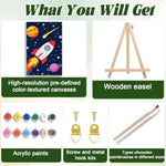 4 Pack Space Paint by Numbers Kit for Kids with Frame and Easel
