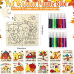 Thanksgiving Wooden Crafts Kit for Kids - Fall Harvest Puzzle and Activity Set
