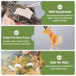 12Pcs Large North American Animal Figurines & 67Pcs Large Woodland Jigsaw Puzzles Toys For Preschool Kids Toddlers, Ideal Realistic Safari Animals Toys Gift For Toddlers Kids