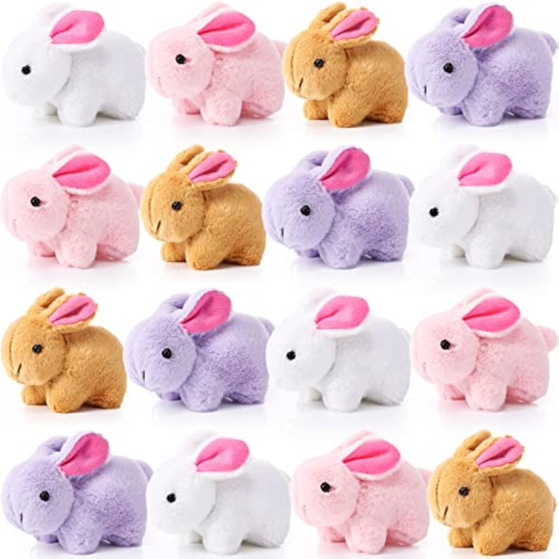 16 Pcs Bunny Stuffed Animal Bulk 4.7 Inch Small Plush Rabbit Keychains Detachable Bunny Party Favors Plushies Gifts For Stocking Stuffers, Gift Exchange(White, Pink, Lilac, Caramel)