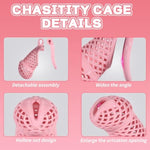 Male Chastity Cage, Small Chastity Device With 5 Sizes Rings And Urethral Sound For Man Penis Exercise Bondage Gear & Accessories Lightweight Adult Sex Toys Fishnet Design (Tight Size - Pink)