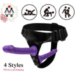 Harness Strap On 2 Realistic Dildos For Women Butt And G-Spot Stimulation Prostate Massager Adult Sex Toys For Couple Lesbian Adjustable Strapless Strap-On Dual Dildos