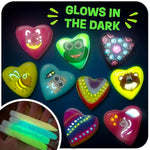 Heart Rock Painting Kit for Kids Ages 4-12, Glow-in-the-Dark STEM Craft Set