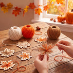 24 Set Fall Maple Leaf String Art Craft Kit with Yarn & Weaving Tools for Kids
