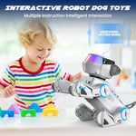Robot Dog Toys For Kids – Smart Interactive Robot Puppy With Bluetooth,Touch Sensor, Dance Tricks, Led Eyes, 2 Rechargeable Batterys, Gift For Kids Boys And Girls(Gray)