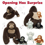 4Pcs Giant Gorilla Stuffed Animals -19.6" Large Brown Gorilla Plush With 3 Babies Stuffed Gorilla Inside, Soft And Cuddly Companion Plush Toy Gifts For Kids,Children,Boys,Girls