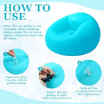Inflatable Bean Bag Chair For Adult Bean Bag Sofa Chair Blow Up Inflatable Furniture For Outdoor Living Room Bedroom Balcony Travel Party Gift Accessories(Lake Blue,2 Pcs)