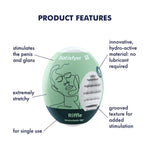 Masturbator Egg - Stroker For Male Masturbation, Portable Pleasure Sleeve, Super-Stretchy, No Lubricant Required, Disposable, Single-Use (Riffle)