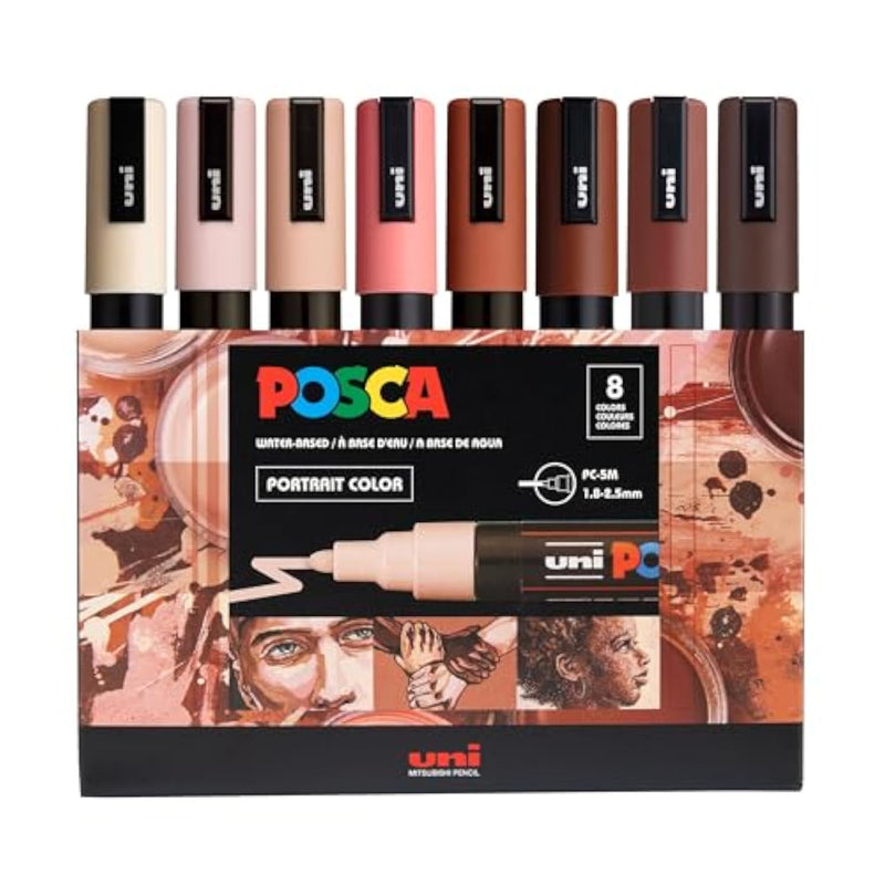 Portrait Medium Reversible Tip Paint Markers, 8 Count Set, PC-5M