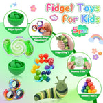5Pcs Fidget Toys Adults Pack,Easter Basket Stuffers For Teens Boys,Autism Sensory Toys With Fidget Spinner Slug Magnetic Rings,Squishy Fidget Toys Adhd Stress Relief,Party Favor For Kid-G