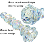 Anal Beaded Glass Anal Plug - Crystal Glass Anal Plug With Rose Round Base, G Spot Bum Plug Anal Dilator Masturbation Sex Toy For Men Women Gay Lesbian Couples Play