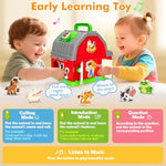 Montessori Learning Toys For 1 2 3 Year Old Boys Girls, Musical Farm Animals For Toddlers 1-3, Interactive Barn Toy With Light & Sound, Birthday Gifts For Baby Kid Toddler Age 12-18 Months