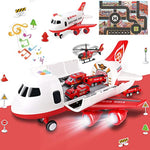 Airplane Toy With Fire Truck Cars And Play Mat,Plane With Lights And Sounds For 3 + Years Old Boys And Girls