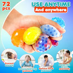 Squishy Stress Balls Fidget Toys - 72 Pack Squishy Toys Stress Ball For Anxiety, Fidget Stress Toys Bulk, Squeeze Balls For Adult Teen- Fidgets For Classroom Prize - Party Favors Goodie Bag Stuffer