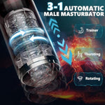 Automatic Male Masturbator Mens Sex Toys - Penis Pump Sex Toy For Men With 10 Vibration & 5 Thrusting Rotating Modes, Pocket Pussy Electric Male Stroker Toy Adult Toys (Black+Red)