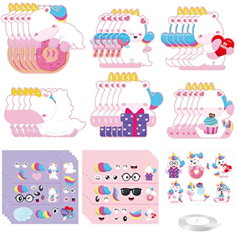 30 Pack Make Your Own Magic Horse Face Sticker Cards for Kids