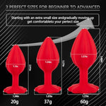 Anal Sex Trainer 3Pcs Set Silicone Butt Toys Anal Trainer Jewel Butt Plug Kit S&M Anal Sex Toys Kit For Starter Beginner Men Women Couples, Red