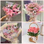 5 Colors Art Chenille Stems Pipe Cleaners Flower Making Kit for Adults and Kids, 521 Pcs