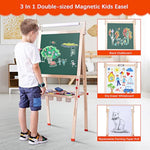 Double-Sized Blackboard Chalkboard Kids Easel with Paper Roll