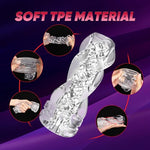 3 Ways to Use Male Masturbator Manual Reusable Handheld with Lifelike Ultra-Soft Textured, Male Masturbation Stroker Sleeve Stimulation Pocket Pussies Sex Toys Penis TPE Masturbation Sleeve for Men