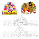 Thanksgiving Turkey Crowns and Hats Set for Kids - 24 Pieces Fall Crafts
