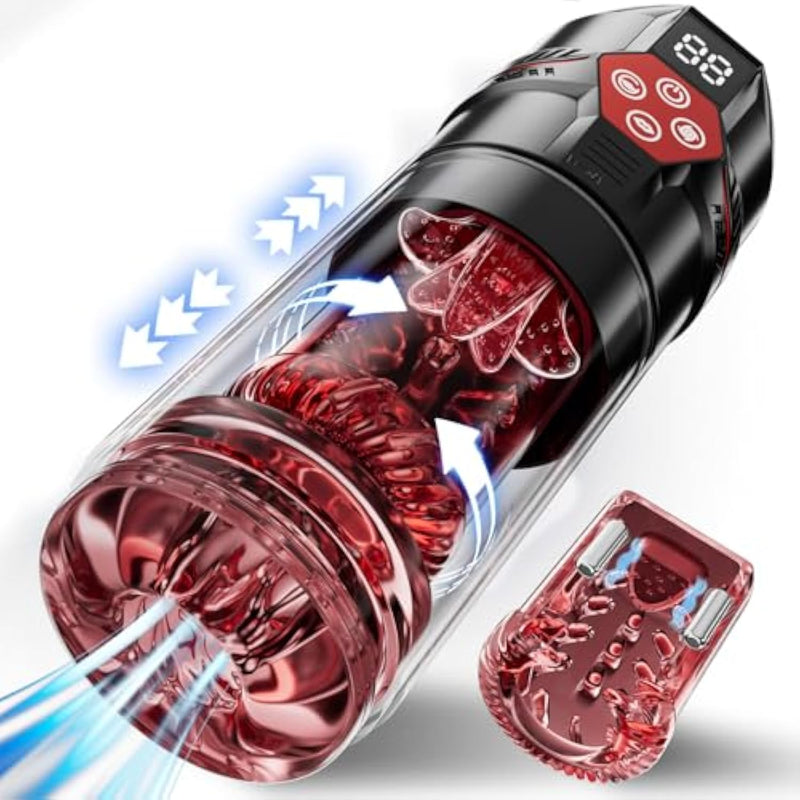 Male Masturbator Penis Pump - Male Sex Toys For Men With Upgrade 12 S Vacuum Pump & 7 Thrusting Rotating Vibrating Sucking Licking Lcd Adult Toys Mens Sex Toys Pumps & Enlargers