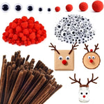 740 Pcs Christmas Reindeer Pipe Cleaner Craft Set with Pom Poms & Wiggle Eyes