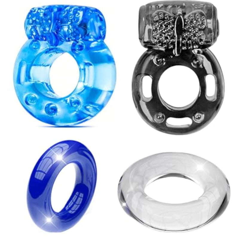 Vibrating Penis Ring Cock Ring Vibrator Silicone G-Spot Stimulating Clitoral Stimulator Penis Erection Enhance Sex Product Adult Male Sex Toy For Longer Harder Stronger (Moon Blue)