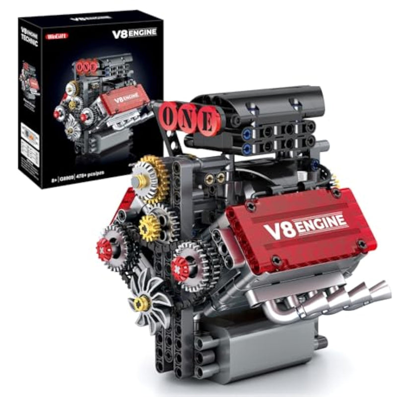 V8 Engine Building Set,V8 Engine Model Kit That Run,Build Your Own Stem Mini V8 Model Engine Kit With Battery And Motor,8-Cylinder Car Engine Building Engineering Toys For Kids Adults(478Pcs)