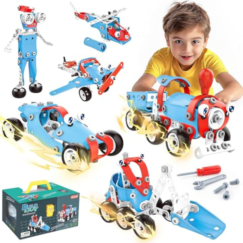 Stem Kits, 6-In-1 Kids Building Blocks Set - 142 Pcs Educational Construction Toys With Storage Box For Kids Ages 5+