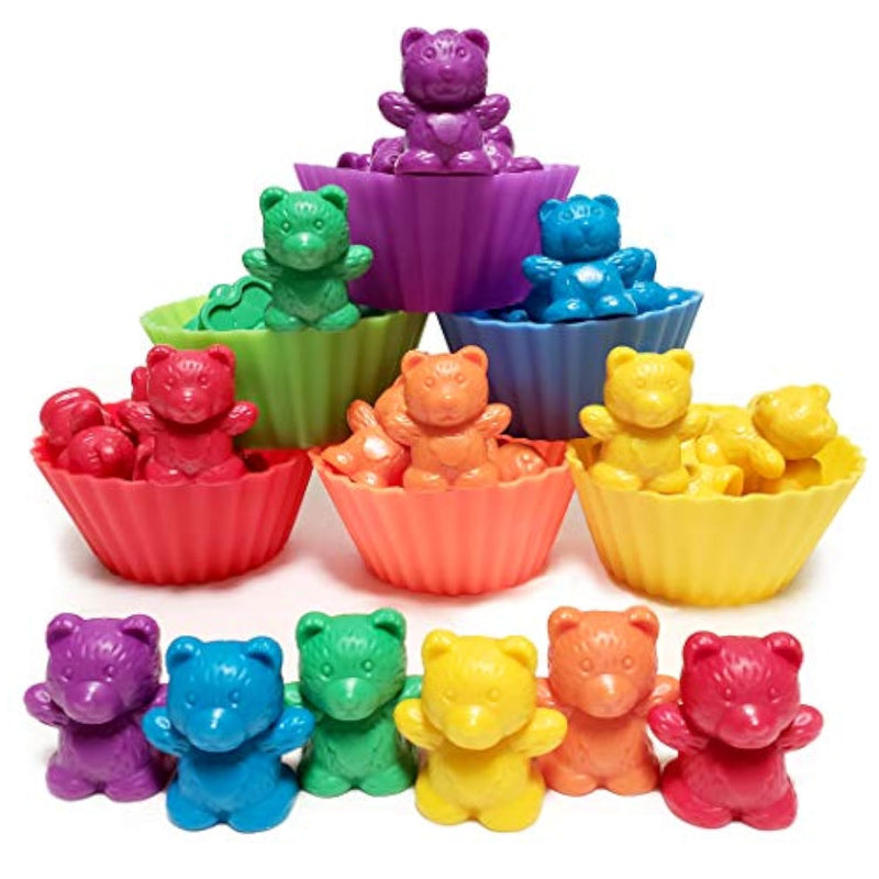 Jumbo Counting Bears With Stacking Cups Montessori Educational Sorting Rain
