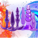 Butt Plugs, 6 Pcs Anal Training Kit Soft Jelly Anal Plug G-Spot Prostate Massager Anus Trainer For Adult Masturbation Sm Beginner Gay Couple Sex Game Play For Men Women Couples(Purple)