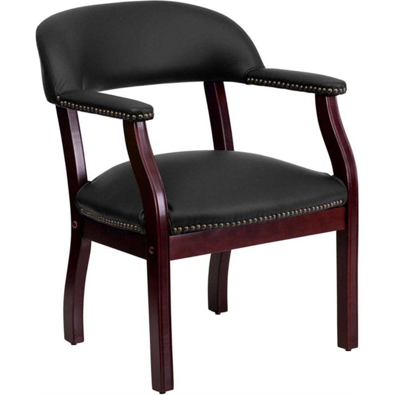 Diamond Black Leathersoft Conference Chair With Accent Nail Trim