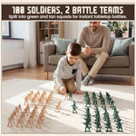 100Pcs Army Men Toy Soldiers, Plastic Army Men Playset Green Yellow Soldier Figures 10 Poses For Boys Birthday Gift